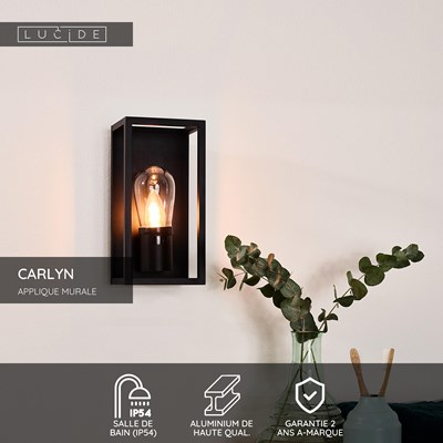 Lucide CARLYN - Applique murale Salle de bains - 1xE14 - IP54 - Noir